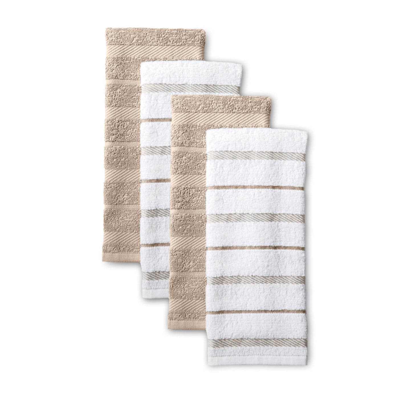 KitchenAid Albany Kitchen Towel 4Pack Set Milkshake TanWhite 16x26