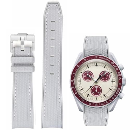 HEYOZURY Watch Bands for Omega X Swatch Moonswatch Watch 20mm Curved Rubber Strap Silicone Watch Band Men Women Replacement Bracelet Omega MoonSwatch Speedmaster No Gap Strap