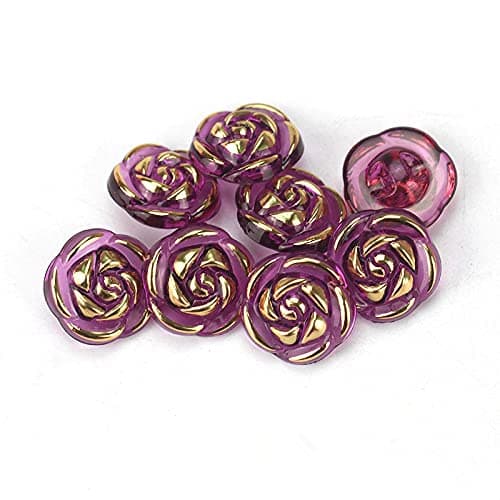 30 Pcs Acrylic Rose Flower Buttons Shirt Buttons Sewing Accessories DIY Crafts Dark Purple 125mm