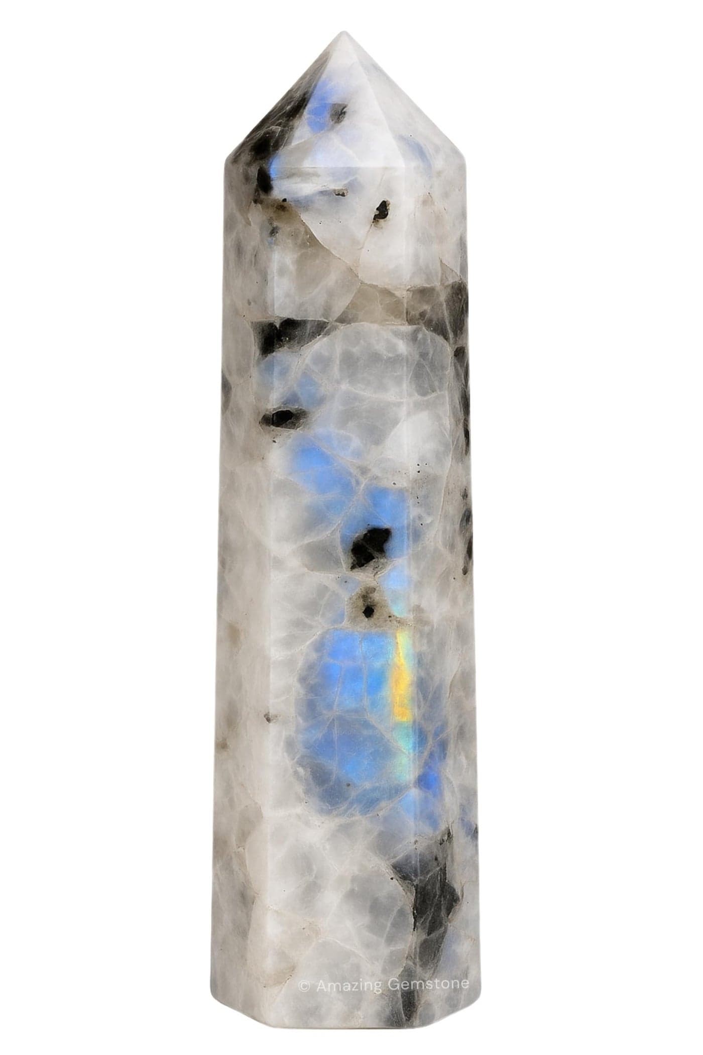 Rainbow Moonstone Crystal Towers Natural Healing Crystal Point Obelisk for Reiki Healing and Crystal Grid 2 to 3 INCH