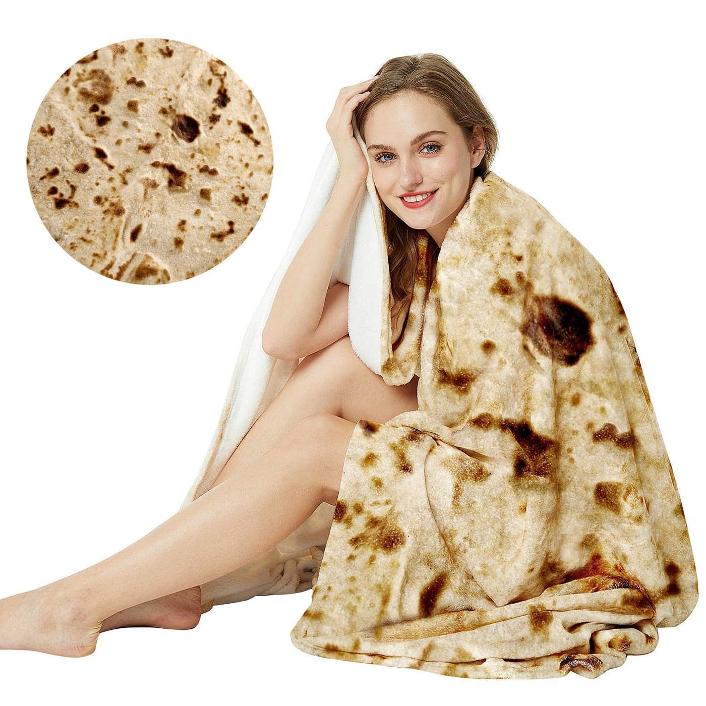Burrito Tortilla Throw Blanket20 Double Sided Burritos Taco Tortilla Wrap BlanketsGiant Funny Realistic Flannel Food Round BlanketsFunny Gifts for Kids Newborn Toddler Dog Cat Baby Shower 47in