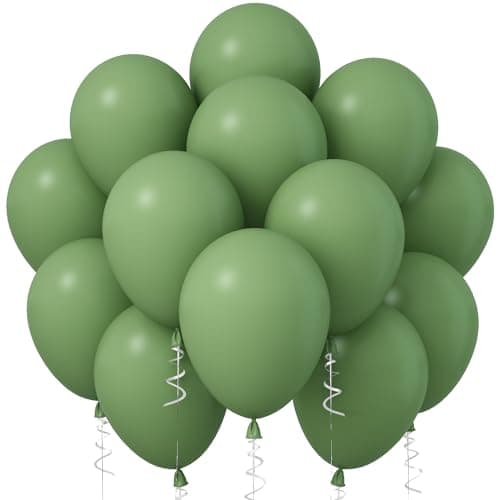 Jobkoo Sage Green Balloons 12 Inch 50 Pcs Eucalyptus Olive Vintage Balloon Matte Dusty Dark Avocado Helium Latex for Birthday Boho Baby Shower Wedding Party Decorations
