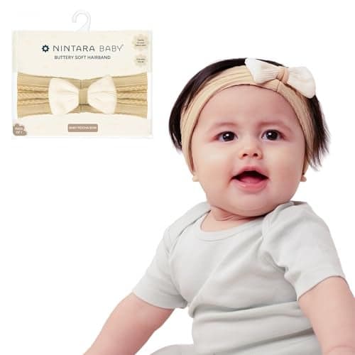 Nintara Baby Hairband – Buttery-Soft, Stretchable & Lightweight Headband Accessory for Newborns, Infants & Girls, Gentle on Delicate Skin, Ideal Gift for Baby Showers (5.5" x 3.1")