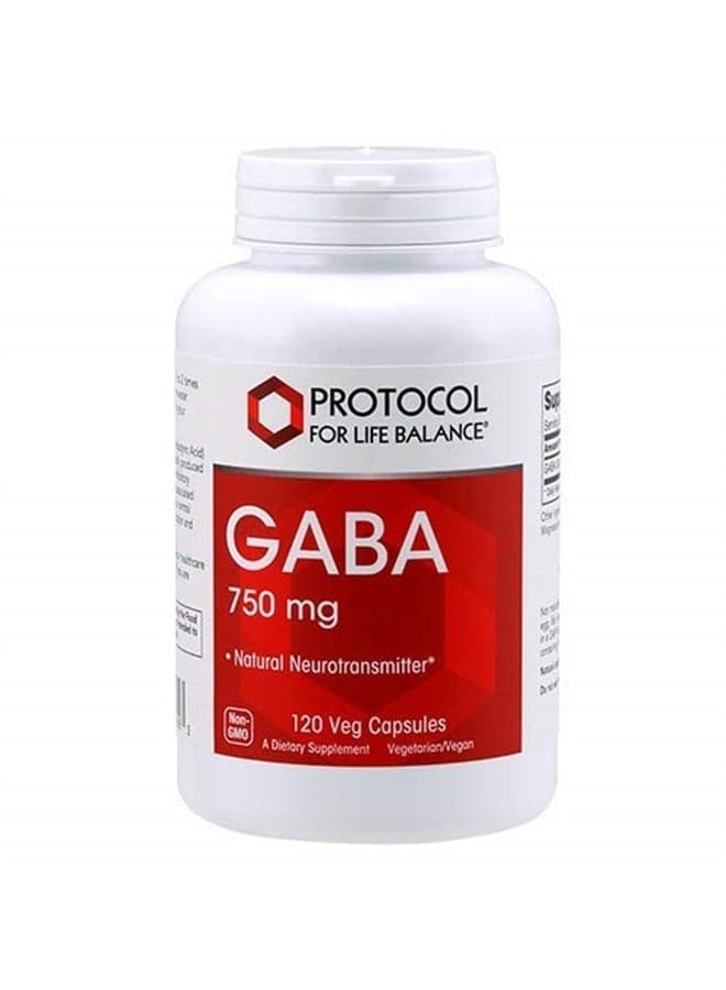 Protocol GABA 750mg - Mood Support - Normal Cognition- Supplement - 120 Veg Caps