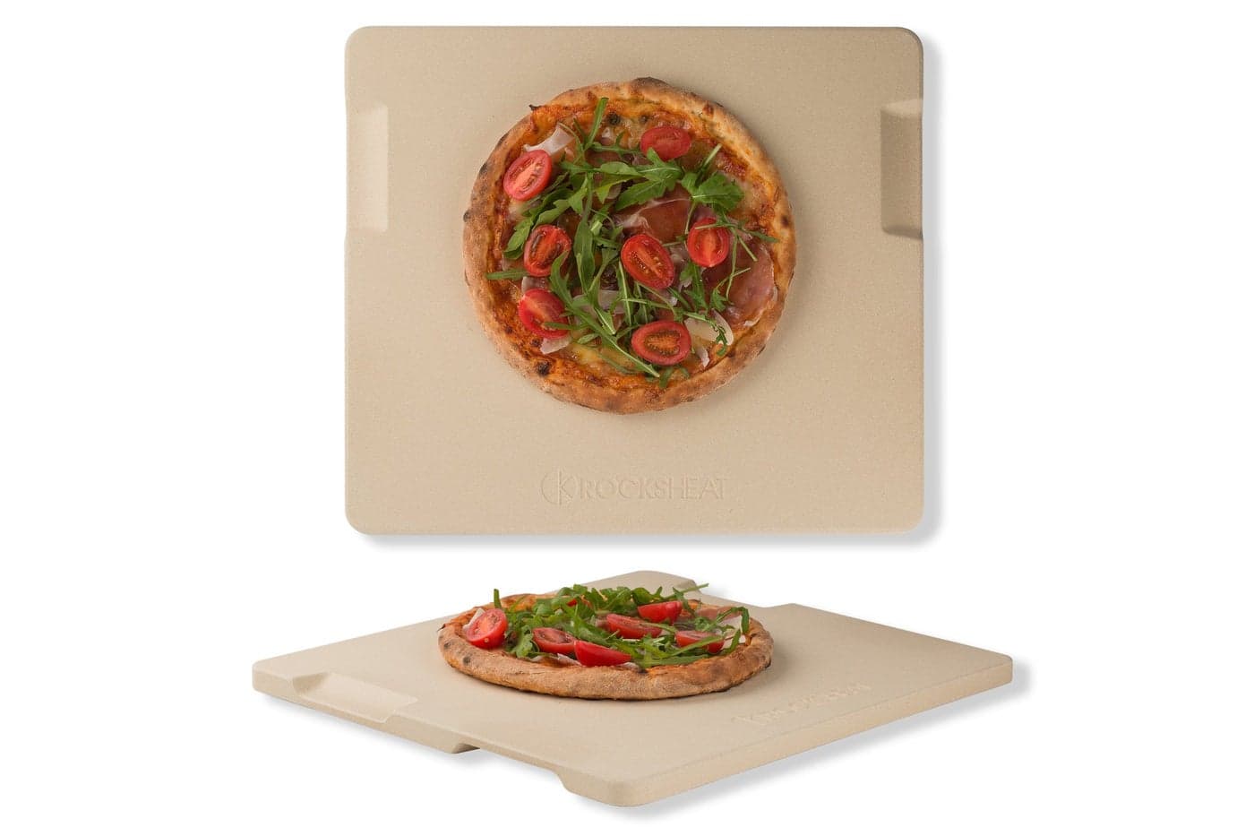 ROCKSHEAT Large Pizza Stone, 16"x14" Rectangular Pizza Stone for Oven Grill BBQ, Baking Stone for Pizza Bread, Unique Built-in 4 Handles Cooking Stone