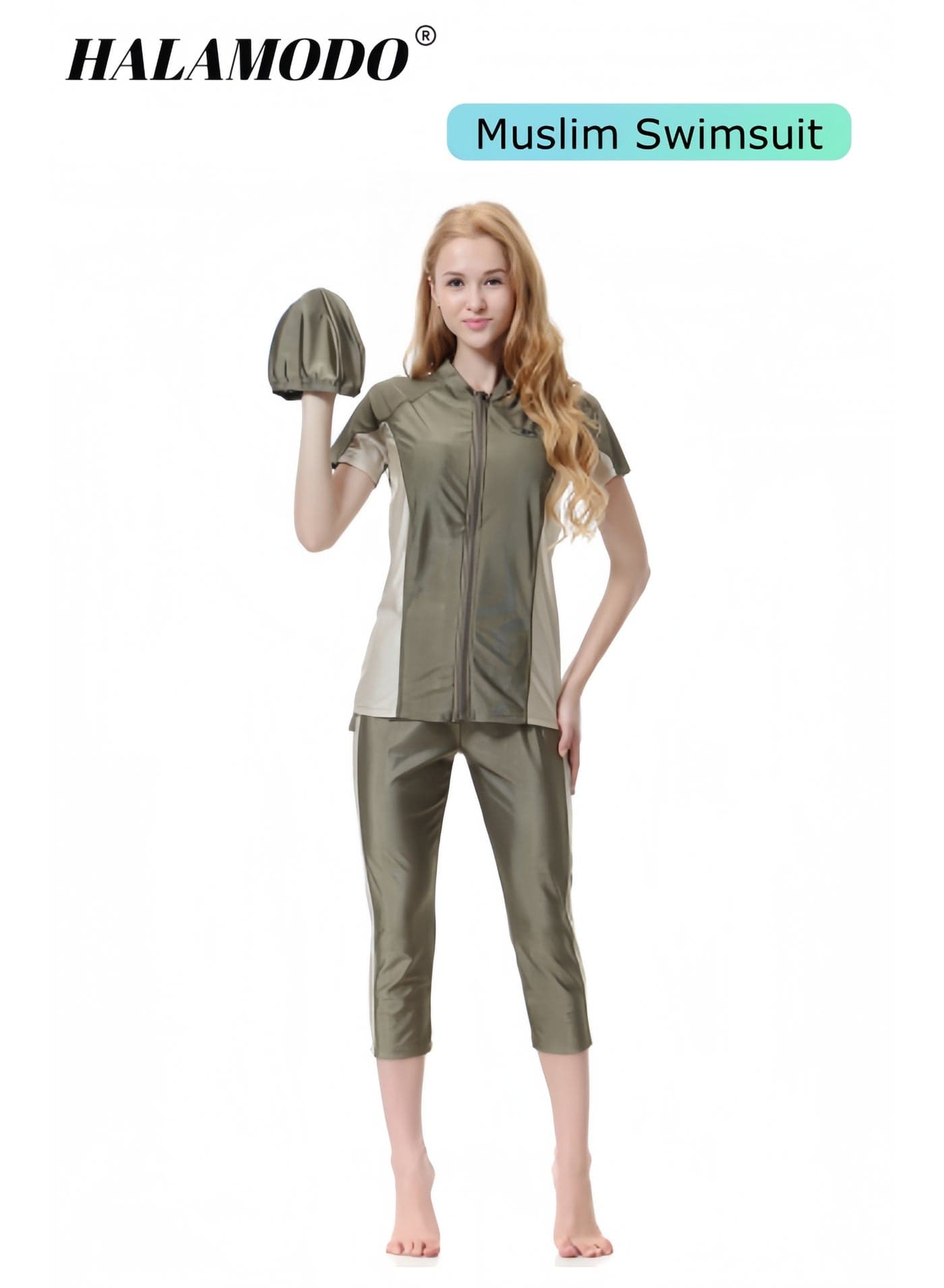 Women Modest Muslim Swimsuit, Short Sleeves Swimsuits, Full Covered Swimwear, Muslim Beachwear, Swimming Swim Suit