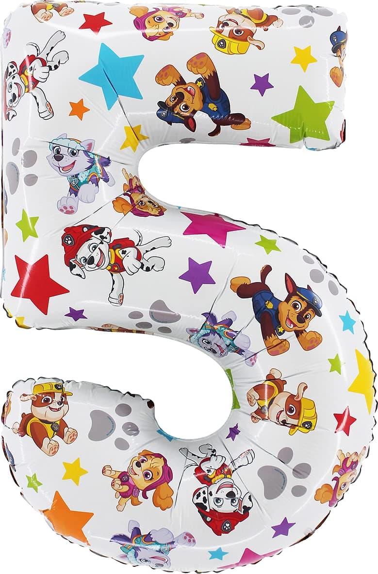 Toyland® 26 Inch Paw Patrol Number Foil Balloon - Kids Party Balloons - Number 1-6 Available (NUMBER 5)