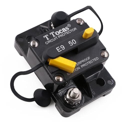 T Tocas E9 50 Amp Circuit Breaker with Manual Reset | Waterproof IP67 Protection | UL Certified | 12V - 72V DC 50A Swithable