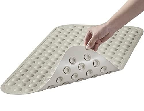 Yanzifly Bathtub Mat Non Slip Bath Mat for Tub Silicone Soft Bath Tub Mat Non Slip Shower Mats, Suction Cups Bath Tub Anti Slip Matt for Family Use, Machine Washable- Beige