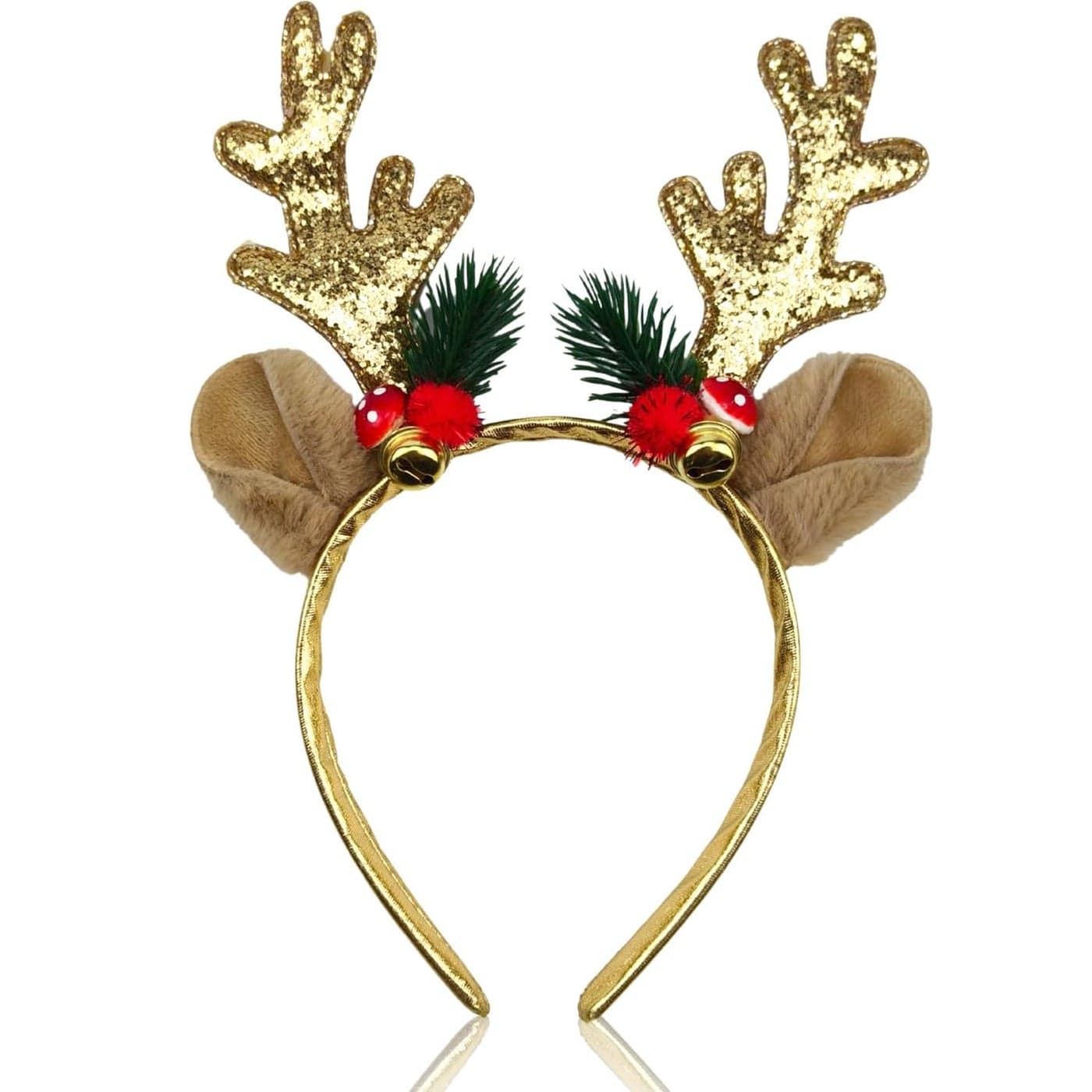 Christmas Headband Gold Elk Headbands Glitter Reindeer Antler Hair Band for Kids Adult Deer Antler Hair Hoop Xmas Christmas Party Cosplay Costume Hair Accessories gold