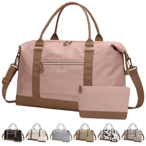 ELONGRIVER Travel Duffle Bag for Women, Weekender Bags, Hospital Bag for Labor Delivery, Lightweight Tote Duffel Overnight Bag with Luggage Sleeve, Airplane Travel Bags with Toiletry Bag, X-Large,Pink