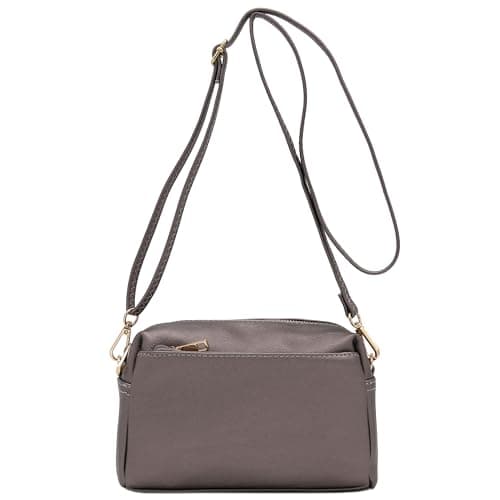FashionPuzzle Triple Zip Small Crossbody Bag (Pewter)
