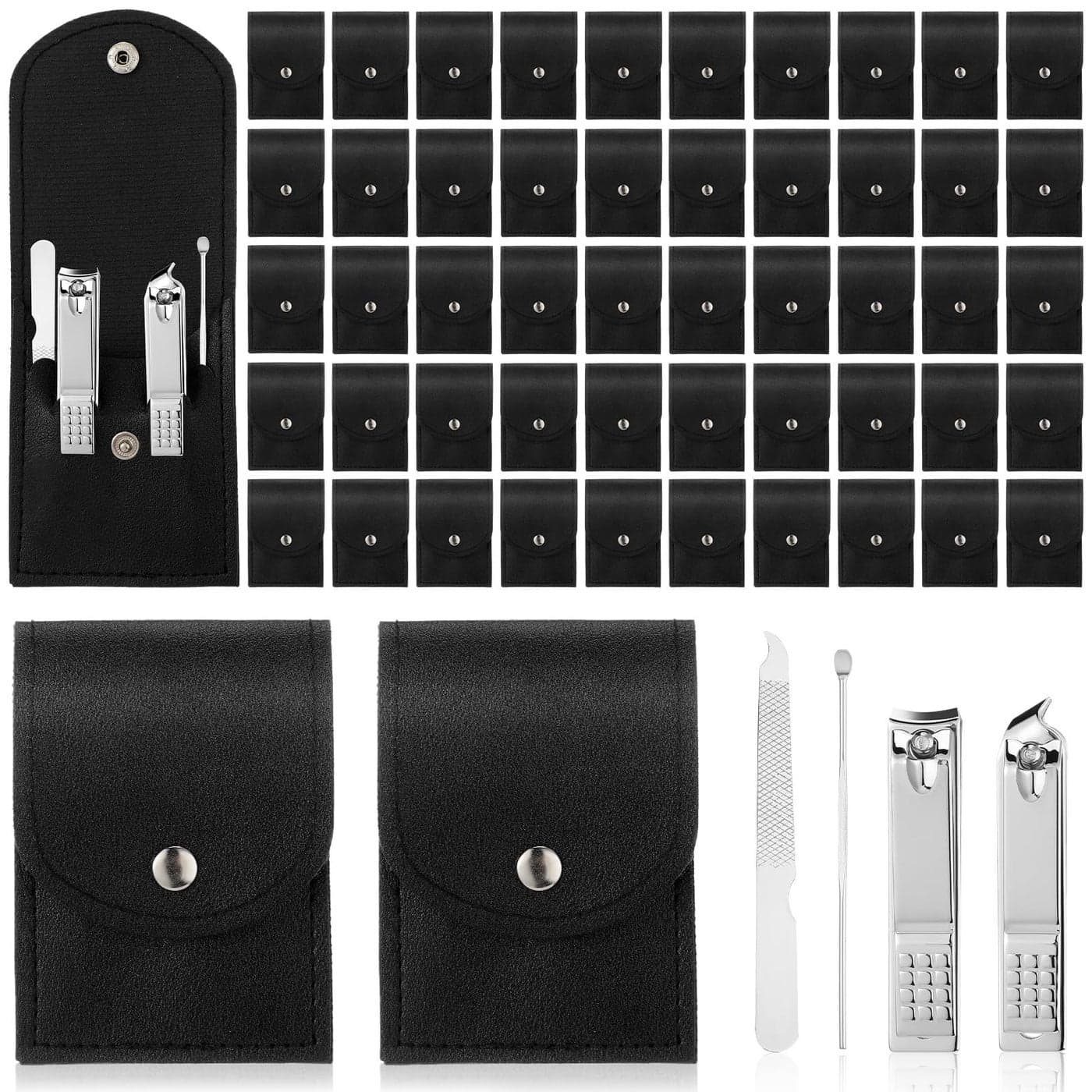 Geosar 50 Set Travel Manicure Kit Nail Clippers Pedicure Professional Nail Care Tools Stainless Steel Grooming Set with Portable Travel Case Gifts for Mother FatherBlack