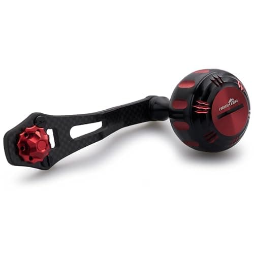 HEIGHTEN 60mm70mm Fishing Reel Handle for Shimano Daiwa Abu Garci Penn Kastking Lews Baitcasting Reel Power Crank Accessory Black Red 60mm70mm Handle 35mm Knob 0163
