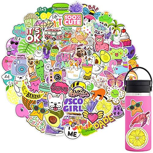 QTL 250pcs Cute Vinyl Stickers for Girls Stickers for Kids Teens Girls Easter Basket Stuffers Gifts Water Bottle Stickers for Hydroflask Waterproof