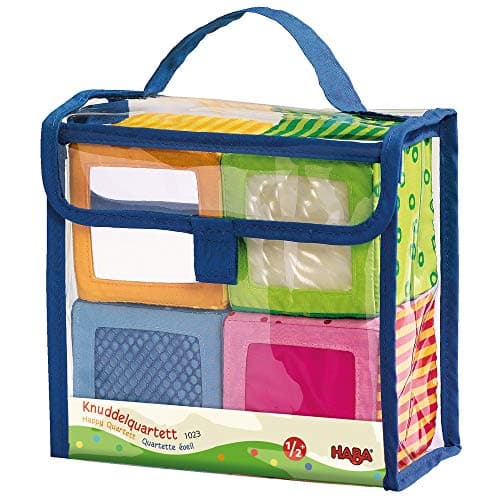 HABA Soft Blocks for Babies 6-12 Months, Happy Quartett Sensory Toy Features a Unique Sound & Texture in All 4 Baby Blocks for 6-12 Months
