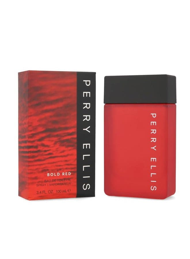 Bold Red Eau De Toilette Spray for Men, Amber Spicy Fragrance, 3.4 Oz