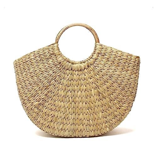Habere India-All the Cultures Fabricating India Straw Bags | Big Tote Bag | Basket Bag | Bamboo Tote | Beach Bags for Women | Women Handbags (Large)