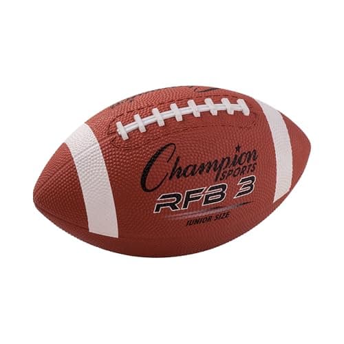 Champion Sports Rubber Football – Durable All-Weather Football with Enhanced Grip - Backyard Play & Training - Junior Size