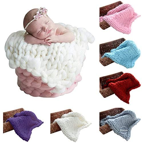 BabyMoon Marino Wool Knit Throw Basket Filler Blanket Baby Photography Photoshoot Props Flokati