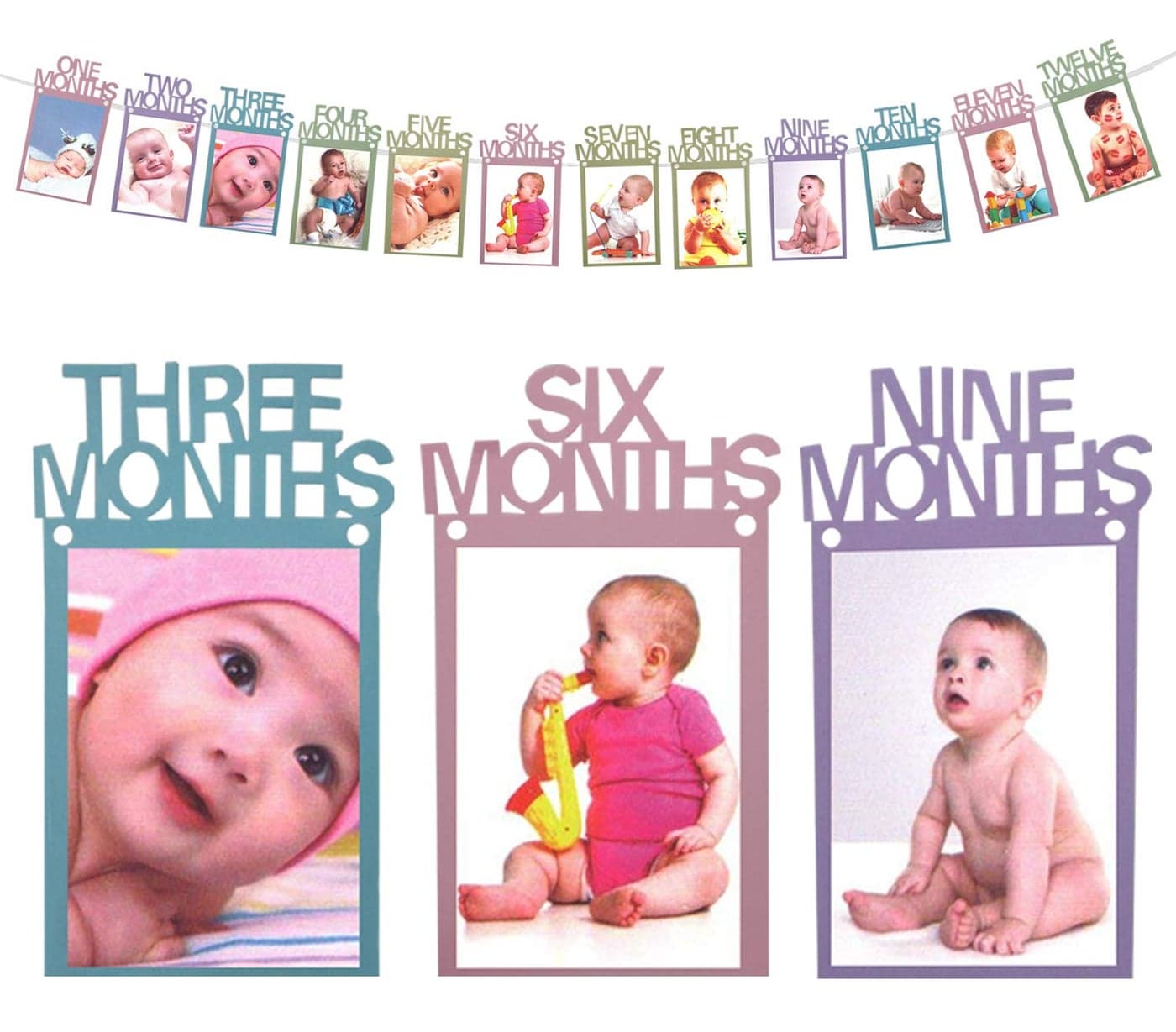 AMFIN® First Year Birthday Photo Banner/Monthly Photo Banner (Multicolor)