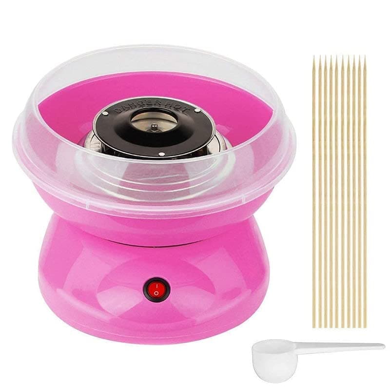 2 N FASHION Cotton Candy Maker Machine Electric Sugar Floss Homemade Hard Sugar Free Candy with Detachable Splash Guard Sugar Spoon 10 Bamboo Sticks for Kids
