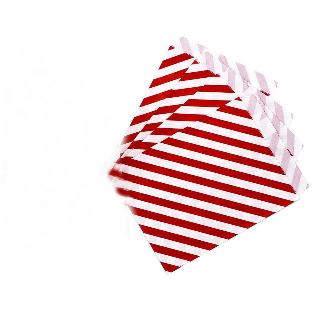 AKOAK 50 Pcs 5 x 7 Inches White and Red Striped Paper BagsHoliday Wedding Christmas Favor Candy Treat Bags