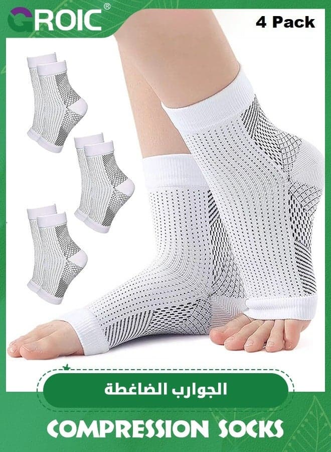 4 Pack Ankle Brace Compression Sleeve, Compression Socks for Swelling,Plantar Fasciitis,Sprain, Ankle Sleeve Compression Support Foot Support for Pain Plantar Compression Socks