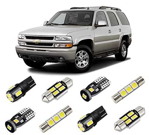 BRISHINE White Interior LED Lights Kit for Chevrolet Chevy Tahoe/Suburban, GMC Yukon 2000 2001 2002 2003 2004 2005 2006 Super Bright 6000K LED Bulbs Package + License Plate Lights and Install Tool