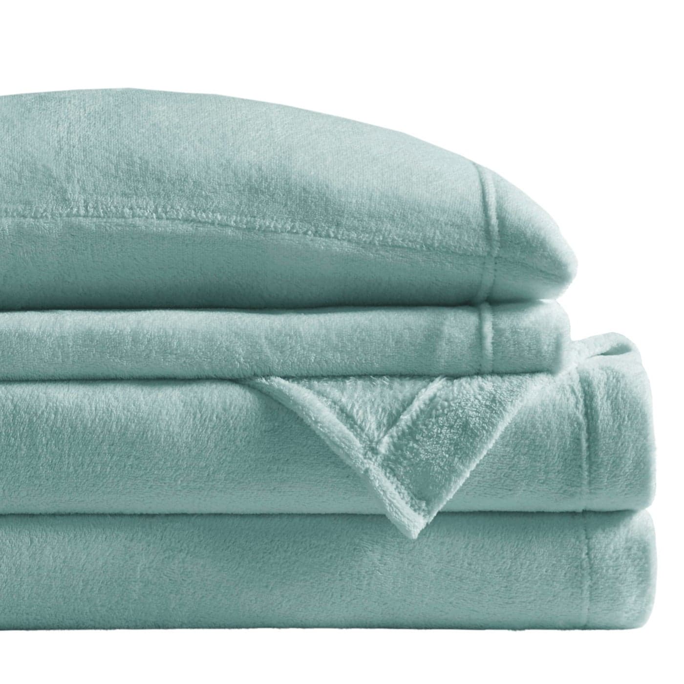 True North by Sleep Philosophy Plush Sheet Set Full Solid Color Warm Soft Bedding Full Size Sheets Fitted Pocket Fits Up to 16 Mattress Soloft Full Aqua 4 Piece
