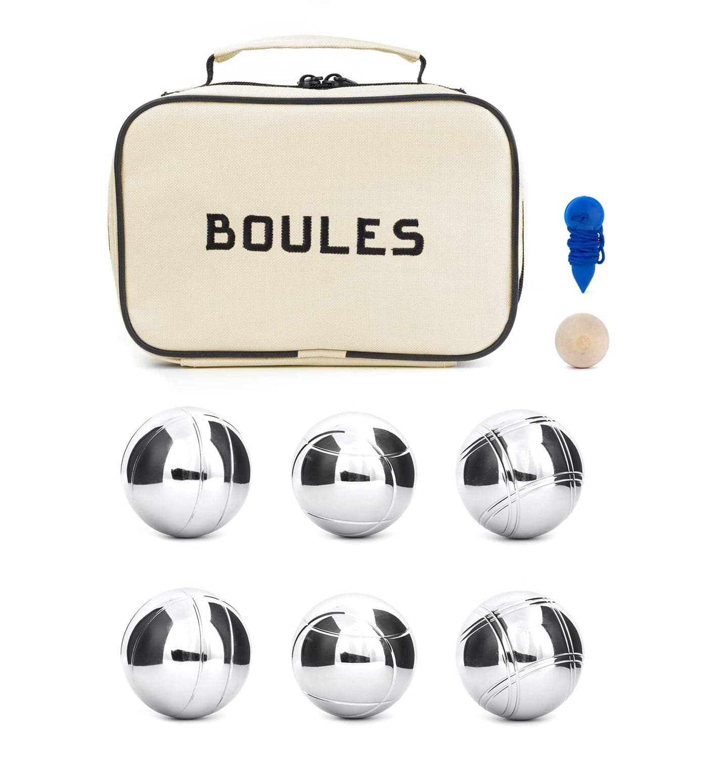 Kikkerland Boules Set Large Action Game, Outdoor, Beach, Lawn Backyard Family Party Games for Adults