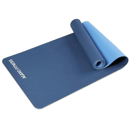 AGARO TPE Yoga Mat for Women & Men Deep + Sky Blue Color - Eco Friendly Non Slip Classic Pro Exercise Mat for Home Workout Pilates Floor Exercises Gymnastics Meditation with Carry Bag & strap.
