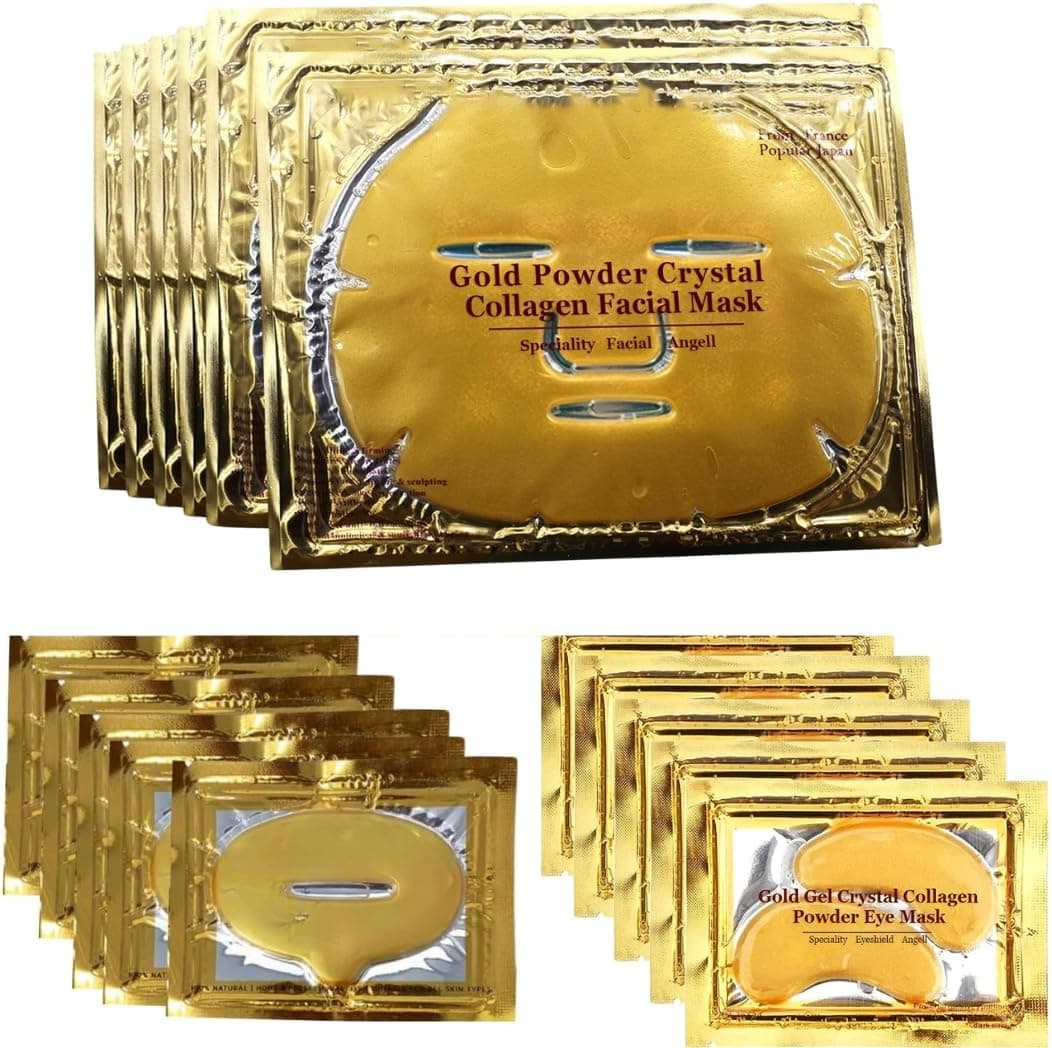 24K Gold Bio Collagen Face Mask Eye Mask Lip Mask Skin Care Set Kits Anti Aging Skincare Set Quick Hydration 6Pairsset