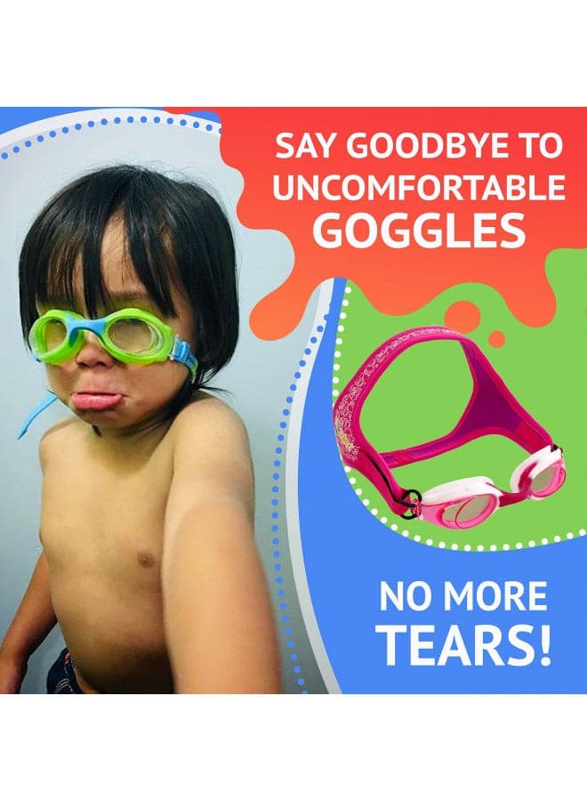 Frogglez Pain-Free Swim Goggles for Kids Under 10 (Ages 3-10), No Hair Pulling, Recommended by Olympic Swimmers