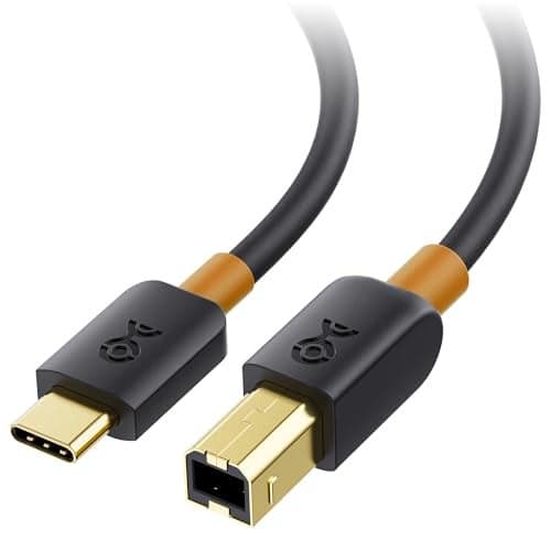 Cable Matters USB B to USB C Cable - 6.6 ft, USBC to USBB Cable, MIDI to USBC Cord, Compatible with Printer, Scanner, MIDI Controller/Keyboard/DAC/Yamaha Casio Digital Piano for iPad, Black