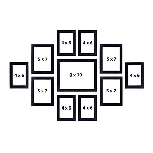 Stuthi Arts Wood MDF Photo Frame With Glass (Black, 11Photos), Wall Mount