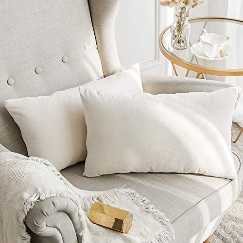 Khooti Rectangular Velvet Cushion Cover, 12x24 | Cream White | Pack of 1 | Solid Plain Soft & Smooth, Decorative Cushion Covers for Living Room, Bedroom, Couches, Chairs, Sofas, Beds & Home Decor