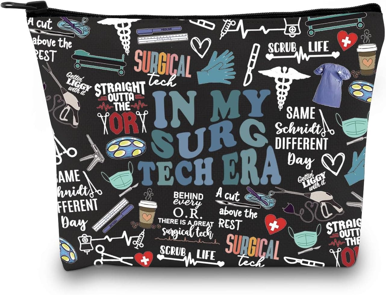 Surgical Tech Gift Surgery Nurse Doctor Gift In My Surg Tech Makeup Bag Gift for Surgical Technologist Surgeon (Surg Tech Era Black)