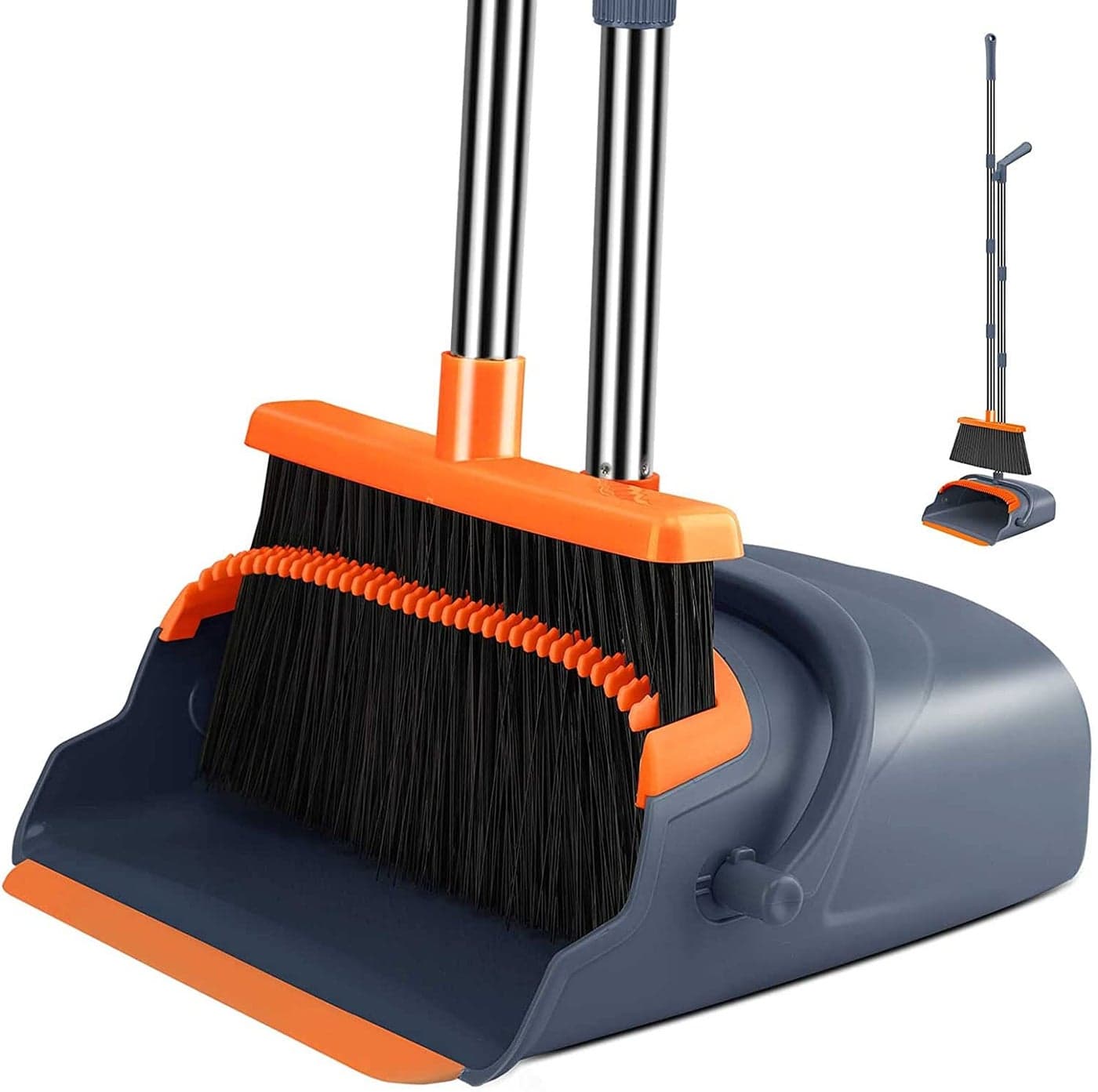 kelamayi Broom and Dustpan Set for Home Kitchen RoomBroom and Dustpan Combo for Office Home Kitchen Lobby Floor Use Dustpan Broom SetUpright Broom Dustpan SetOrange