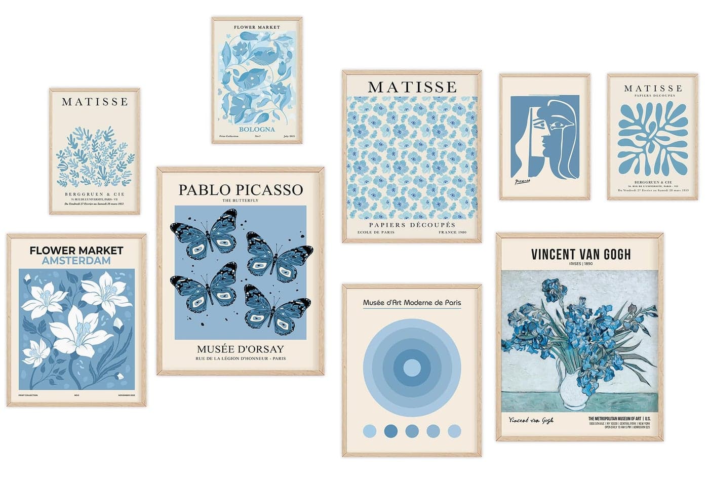 Blue Wall Art Poster PrintsSet of 9 Matisse Wall Decor for Dorm BedroomTrendy Aesthetic Pictures for Teens Boys Girls Maximalism Posters Wall Decorations