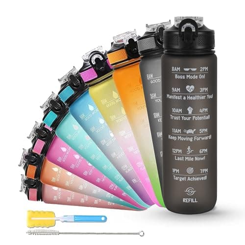 SOLARA Sipper Water Bottle for adults 1 Litre, Leakproof, BPA-Free & Durable Tritan, Water Bottle for Gym, Kids, School & Office, Motivational Time Marker, 1Ltr Sipper Bottle with straw, Black Knight