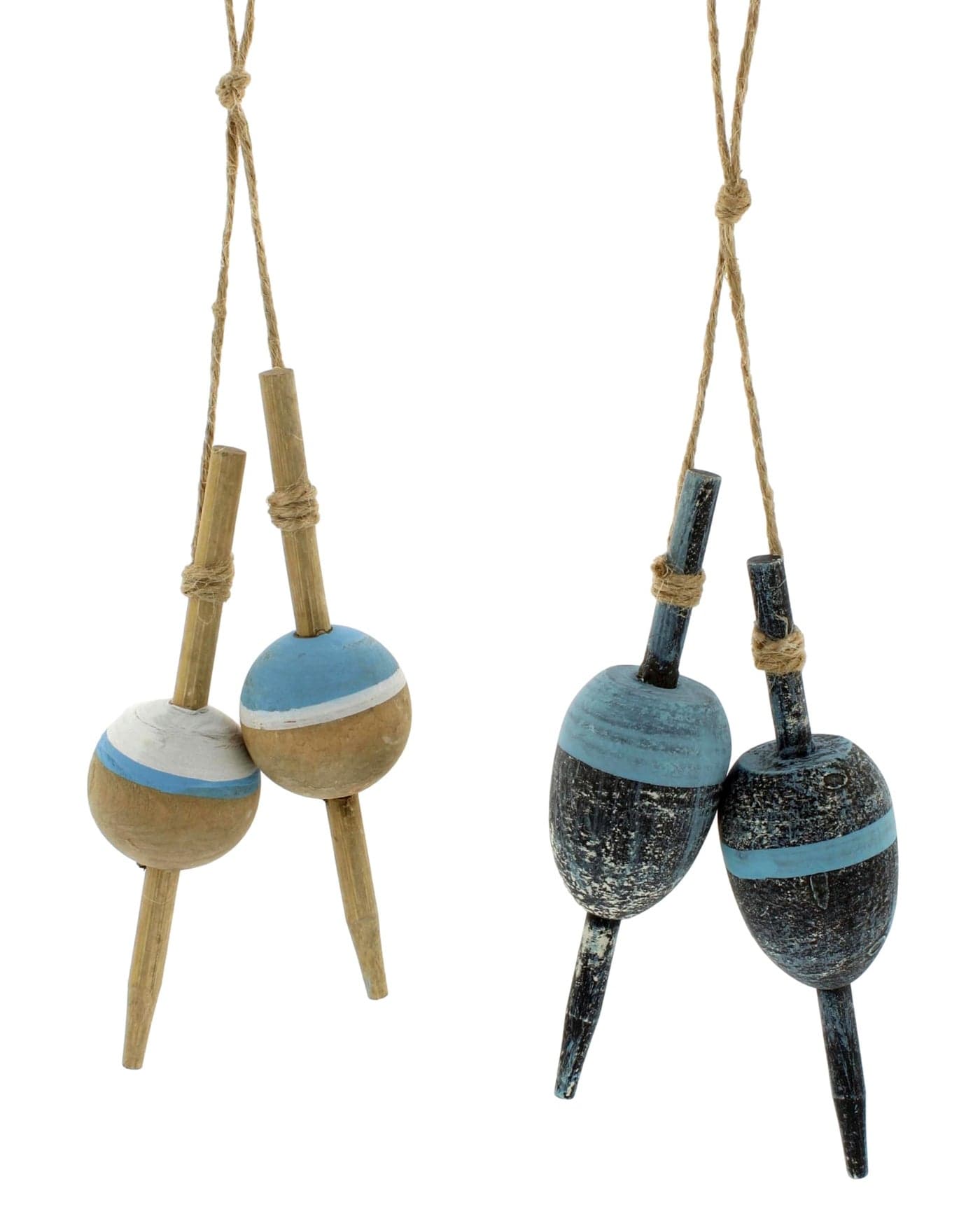 The Bridge Collection Set of 2 Hanging Fishing Bobber Decorations - Rustic Coastal and Lake House Ornaments - Assorted Styles with Two Large and Two Small Bobbers