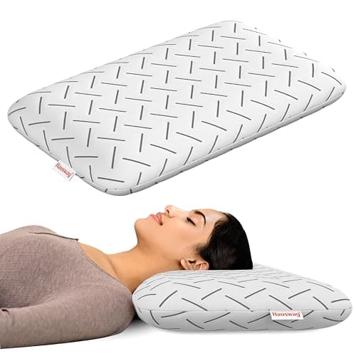HAUSWAY Memory Foam Pillow Set of 1 for Neck & Back Pain Relief | 3-Inch Thin Cooling Gel Cervical Pillow with Washable Cover | Soft & Supportive Sleep Cushion for Side & Back Sleepers