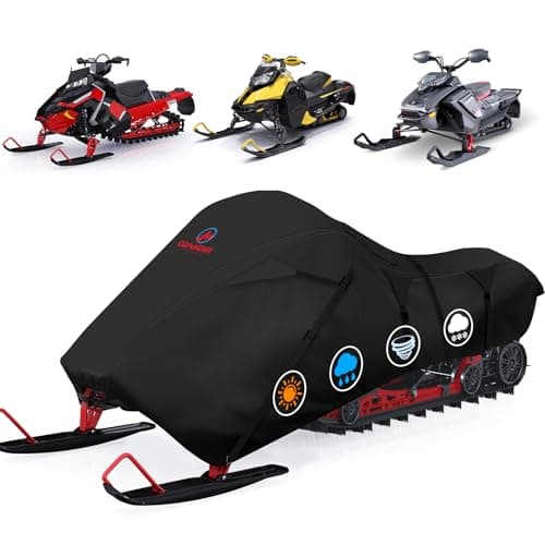 Comnova Snowmobile Cover 130 Inch - Premium 600D Outdoor Snowsled Cover, Heavy Duty & Waterproof All Weather Protection Covers, Black, Fit Up to 130" L Snowmobile