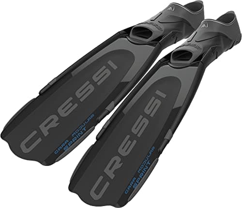 Cressi Gara Modular Sprint Short Full Foot Pocket Fins, Black, 38/39