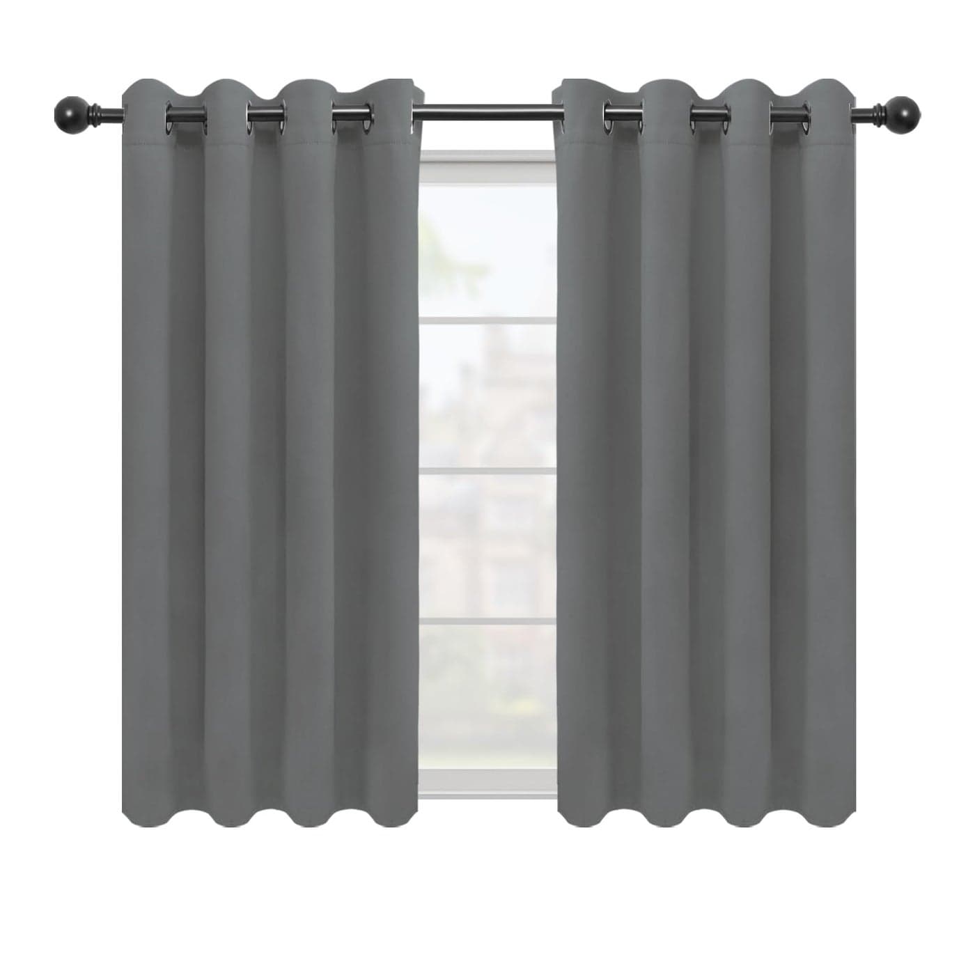EasyGoing Blackout Curtains for Bedroom Solid Thermal Insulated Grommet and Noise Reduction Window Drapes Room Darkening Curtains for Living Room 2 Panels 52x63 inGray