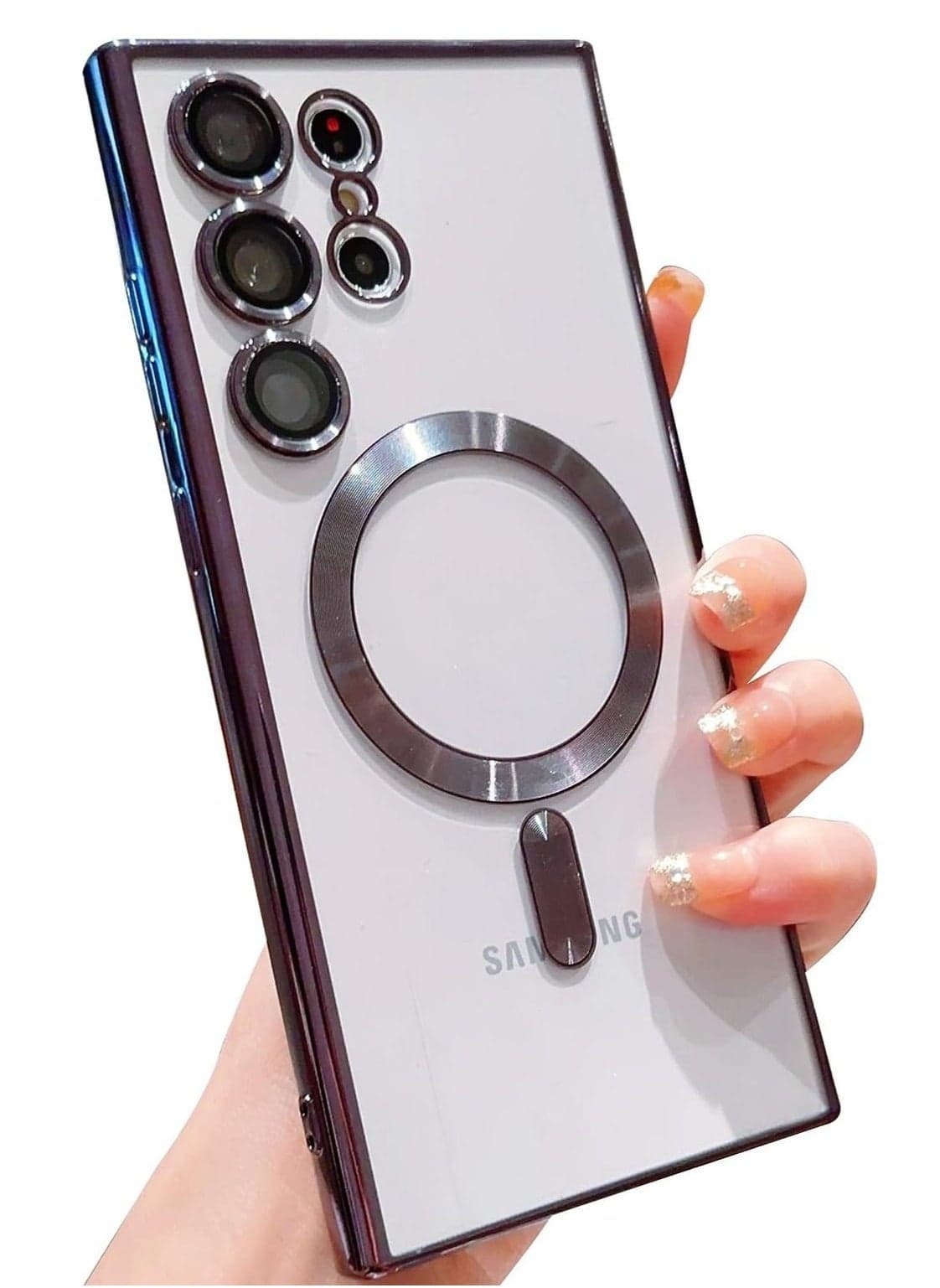 Compatible Samsung Galaxy S23 Ultra 5G Case Magnetic with Full Camera Lens Protective for Women Girls, Cover Phone Case for Samsung Galaxy S23 Ultra Case Cover 6.8 Inches (Black)