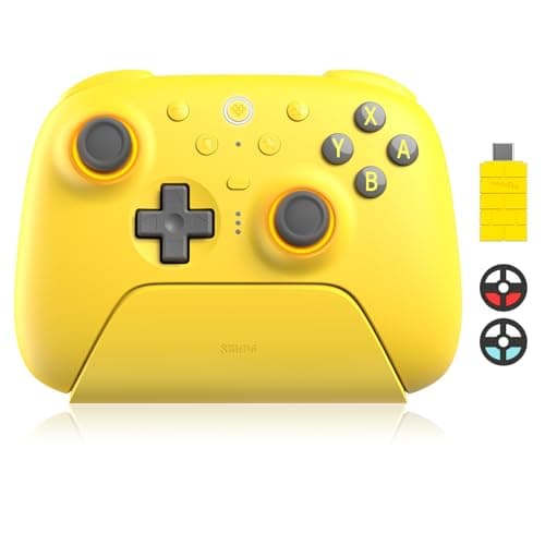 8BitDo Ultimate 2 Bluetooth Controller for Switch/Switch 2 & Windows PC, Switch Pro Controller with TMR Joysticks, Switchable Hall Effect/Tactile Triggers, Vibration and Motion Control-Yellow