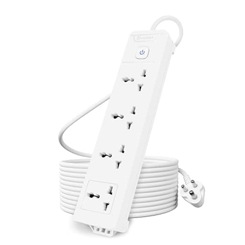 Cablet 4 Way Extension Board - 4 Universal Socket + 1 Switch, 10A and 2500W - 4.5m Heavy Duty Cable - White, Medium (Cablet 4010-45)