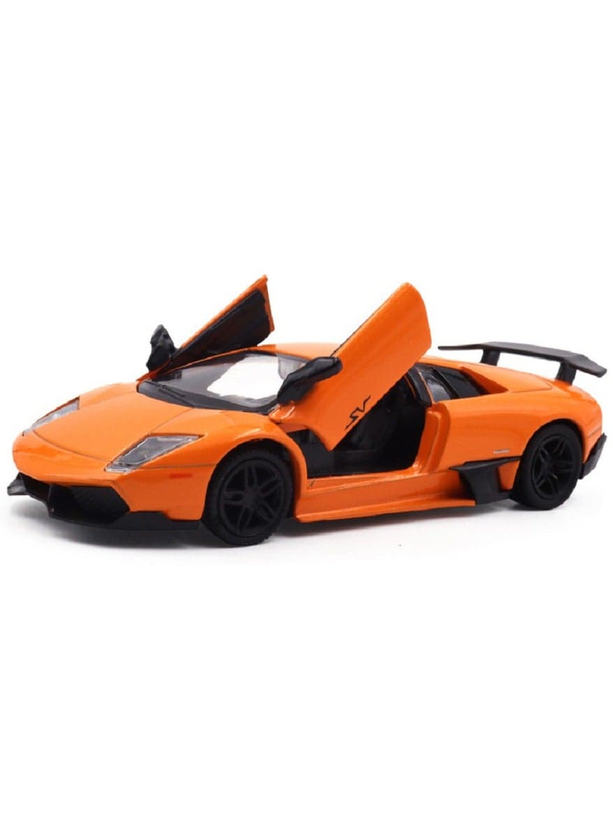 1:36 Alloy Sports Car Model , Pull-Back Toy With Opening Doors , Collector's Decor , Model Car for Kids Boy Girl Gift Orange ,12.5cm*5.5 cm*3 cm